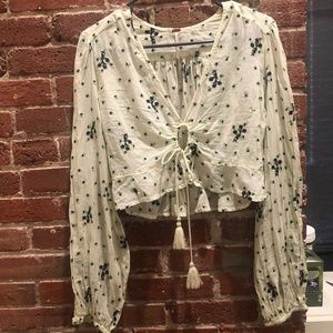 FREE PEOPLE FLORAL COTTON GYPSY SHIRT